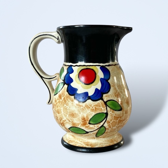 Ditmar Urbach Art Pottery Pitcher Vase Jug Hand Painted Czechoslovakia MCM 7.5” - Picture 2 of 10
